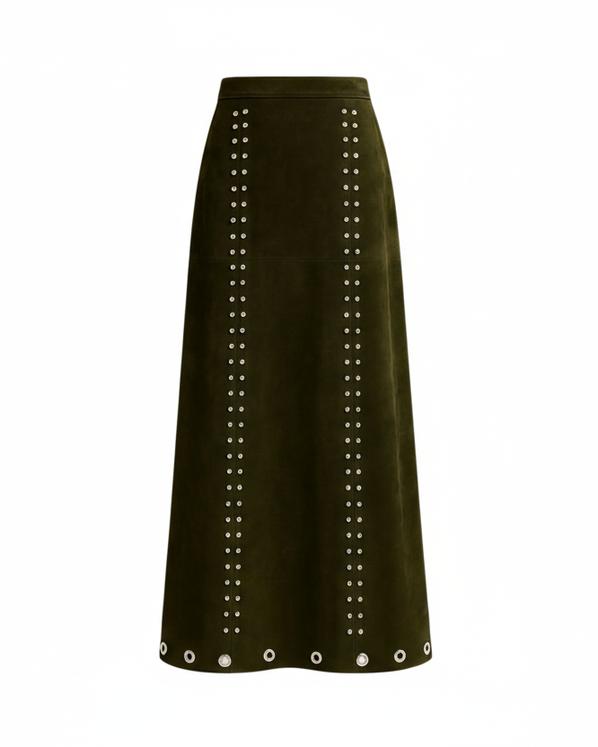 OLIVE GREEN MAXI SKIRT