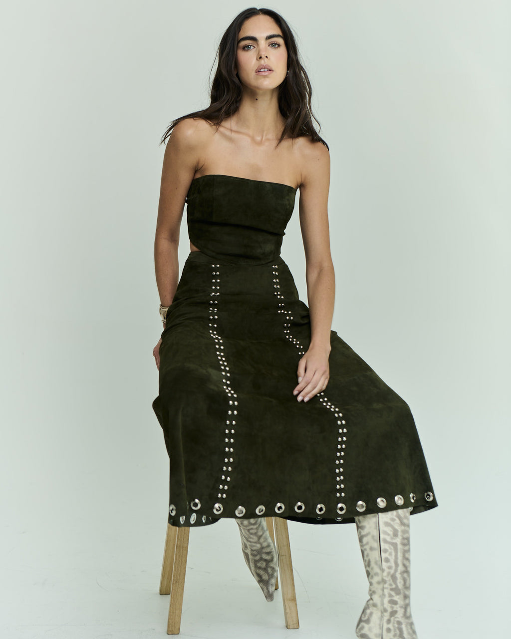OLIVE GREEN MAXI SKIRT