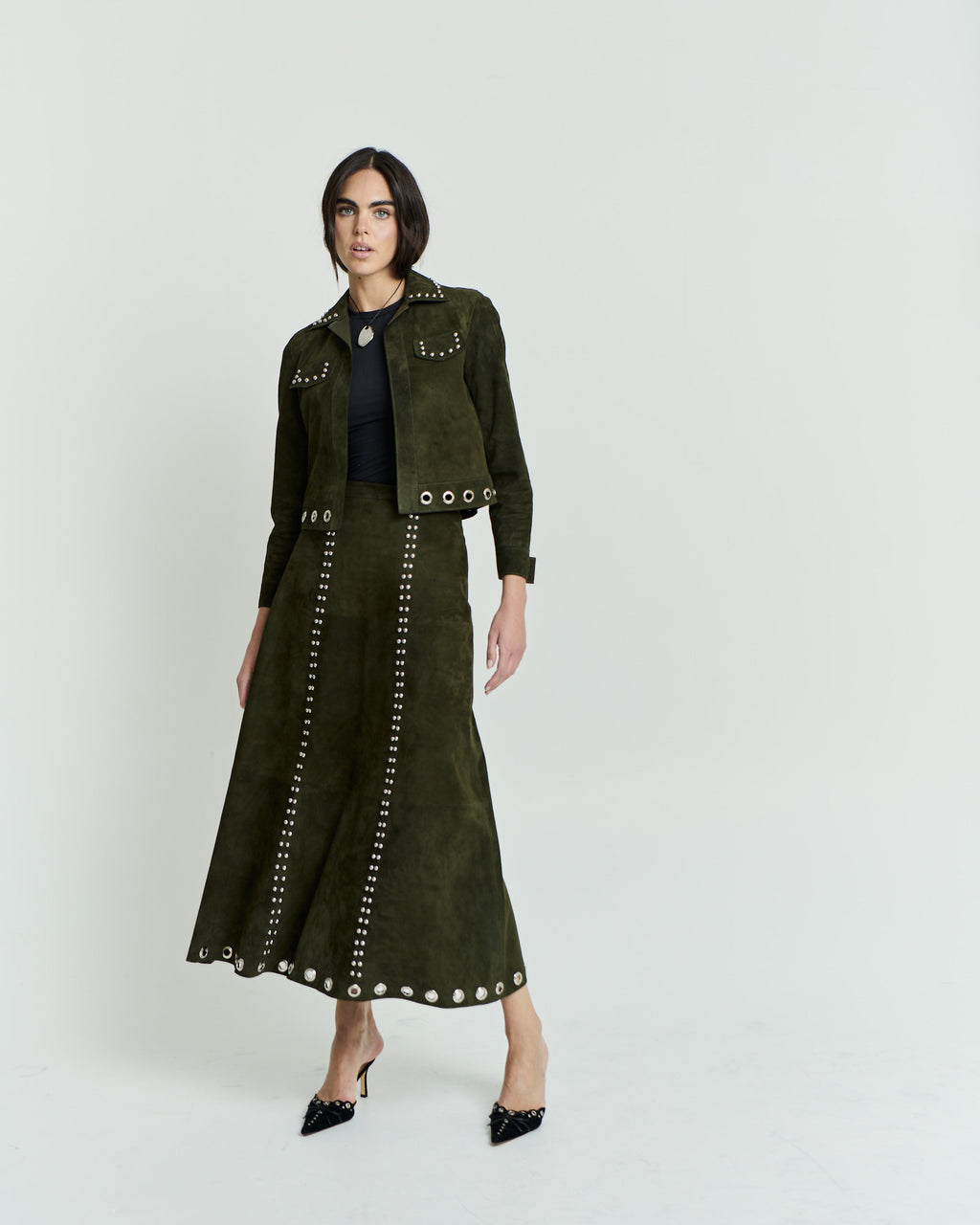 OLIVE GREEN MAXI SKIRT