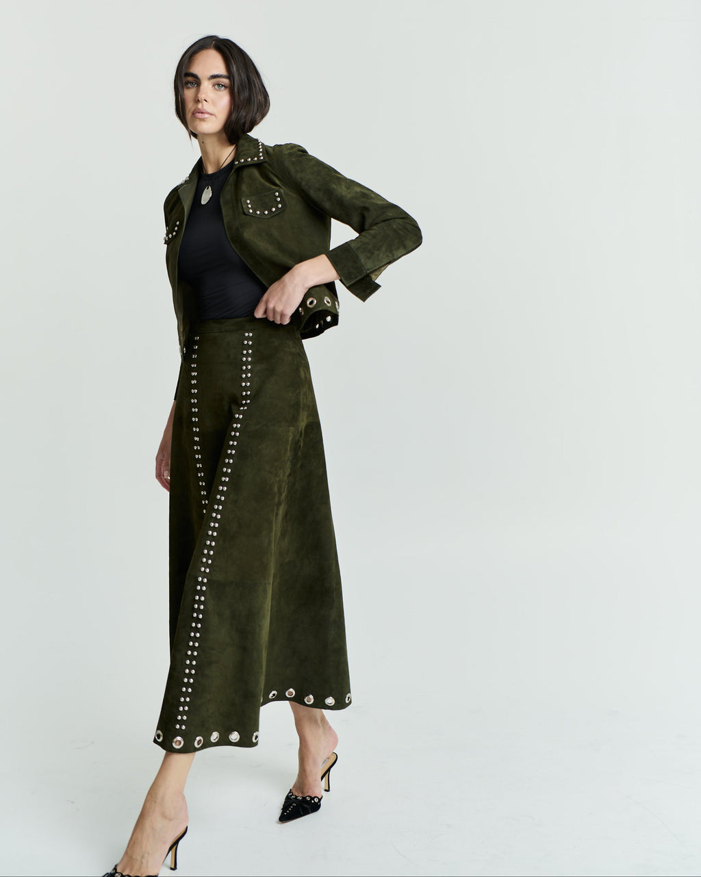 OLIVE GREEN MAXI SKIRT