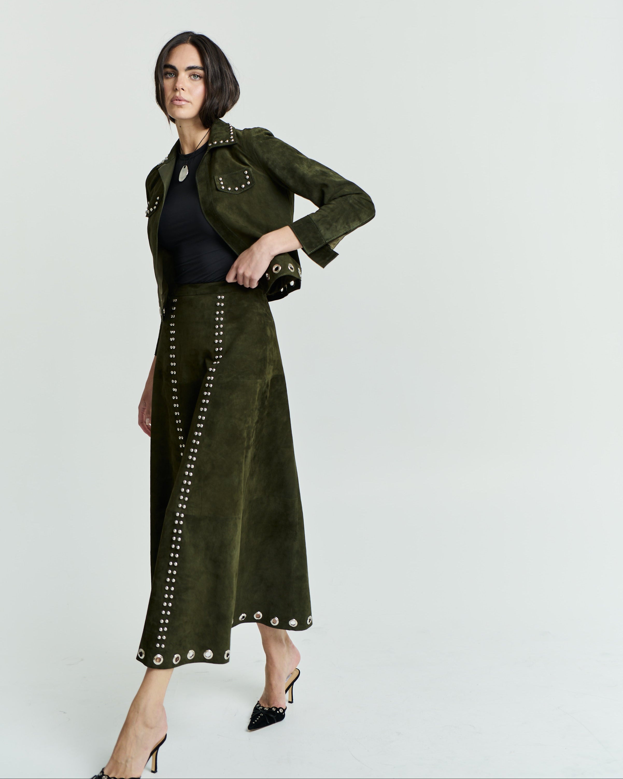 OLIVE GREEN MAXI SKIRT