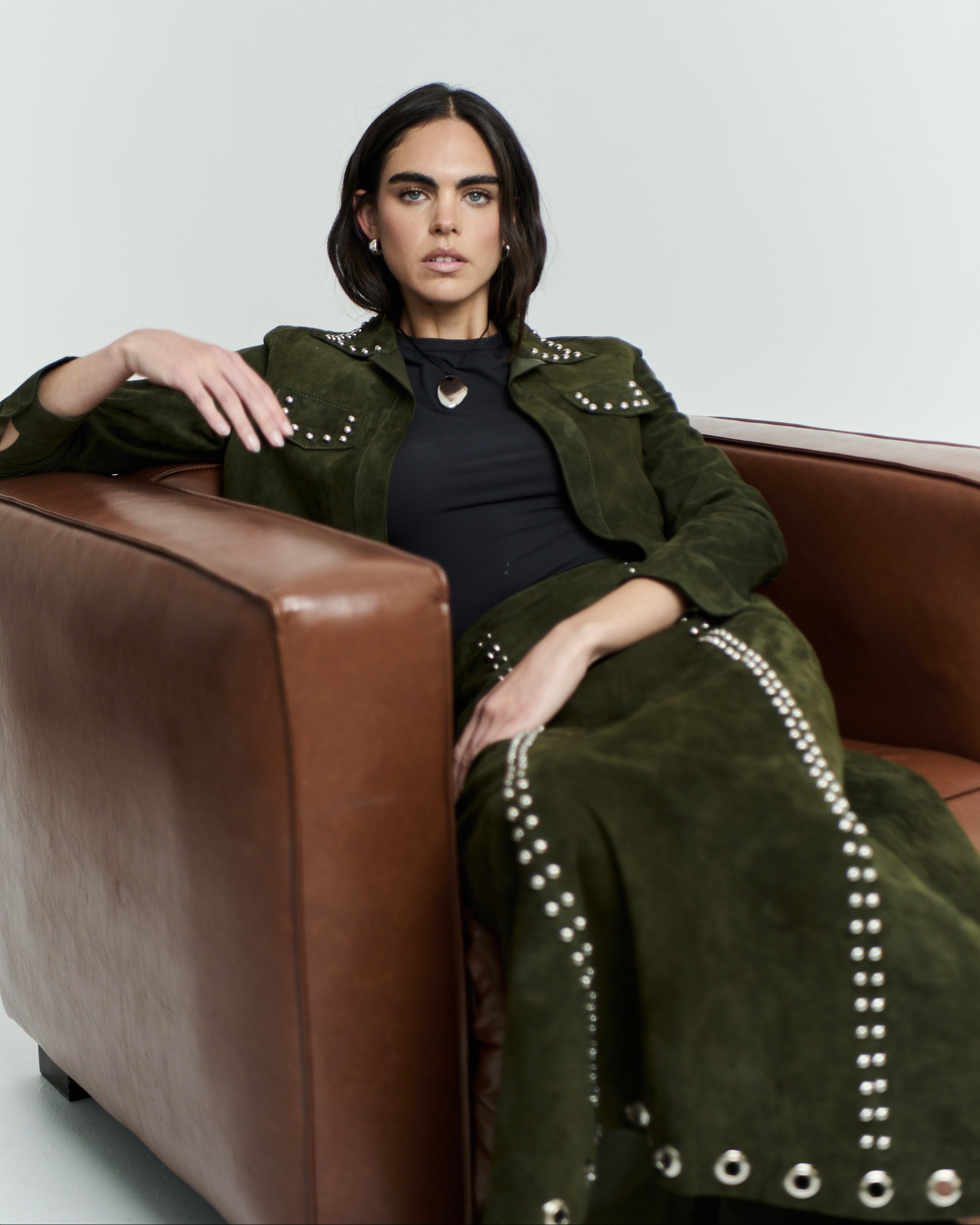OLIVE GREEN MAXI SKIRT