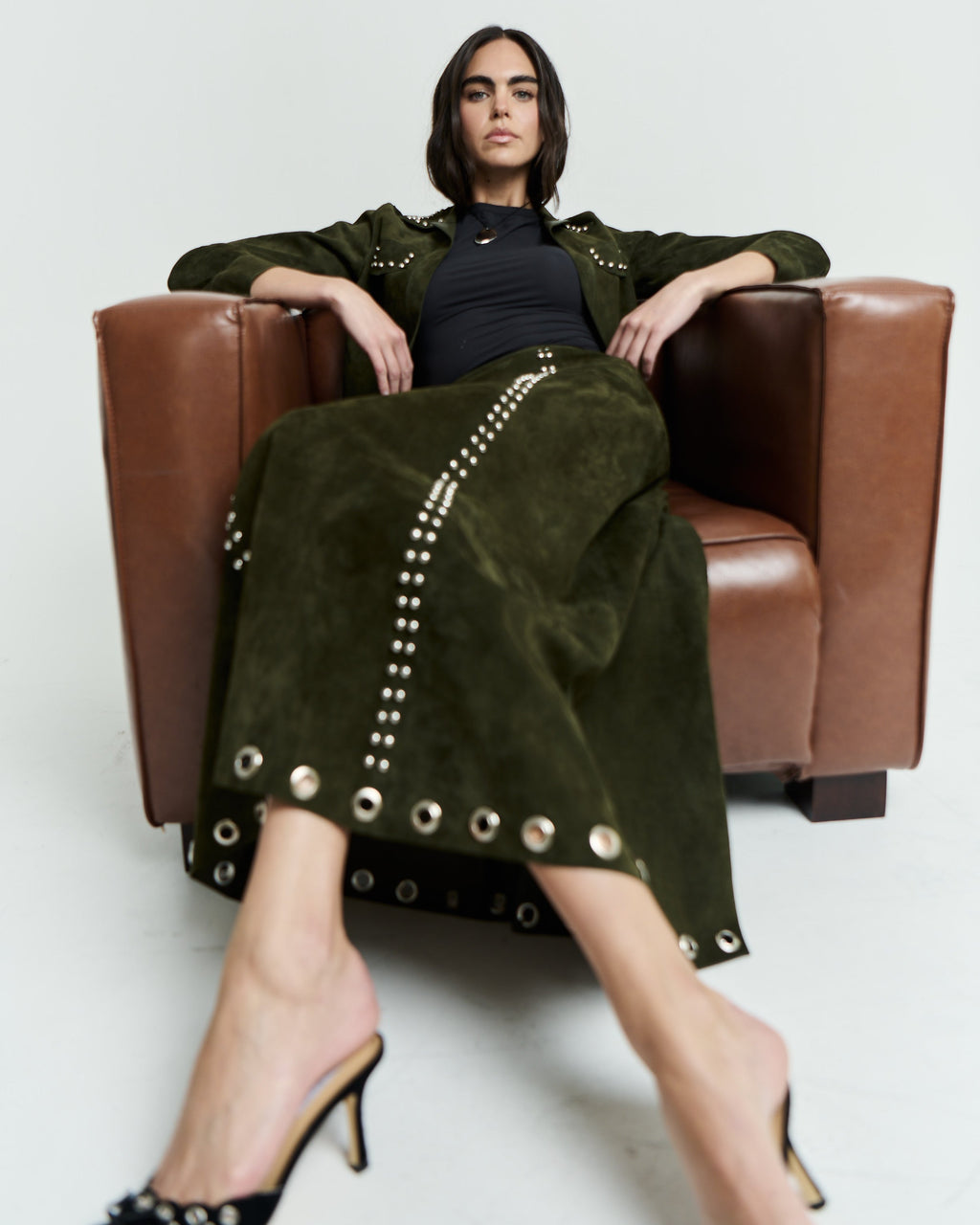 OLIVE GREEN MAXI SKIRT