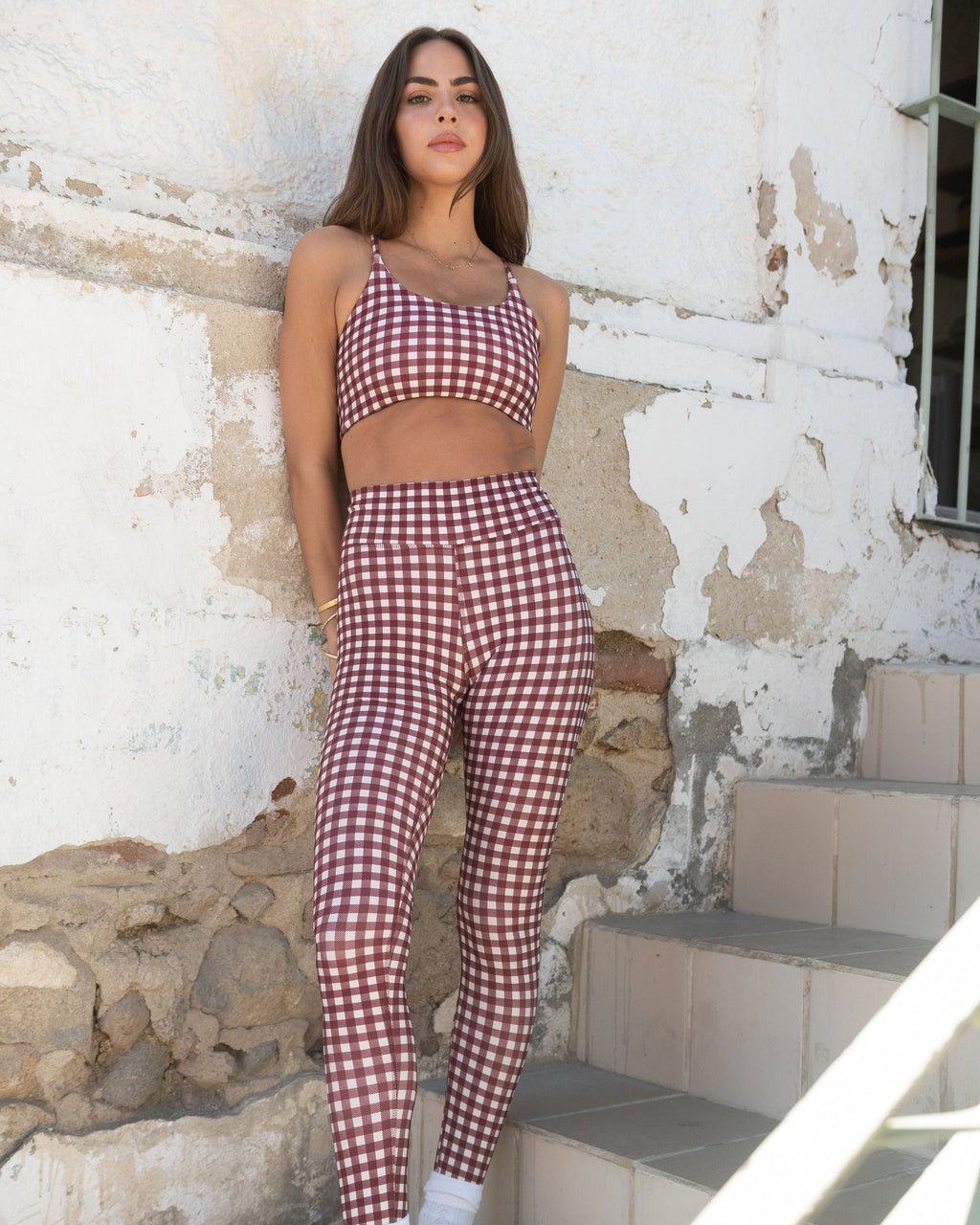 CHECKERED MERLOT TOP