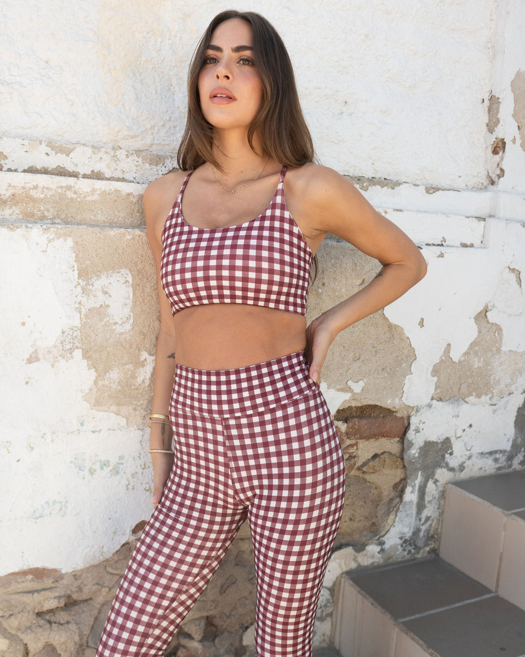 CHECKERED MERLOT TOP