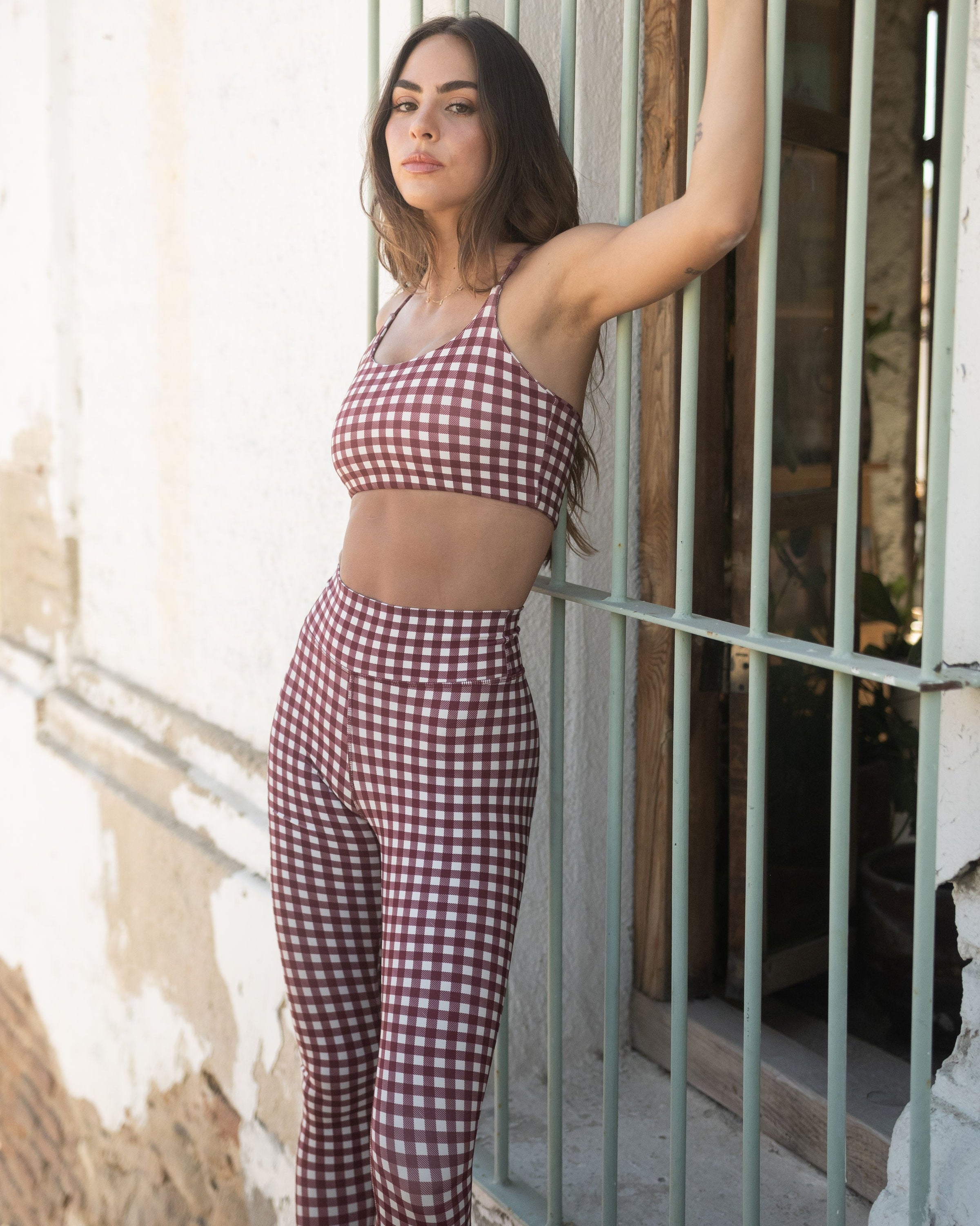 CHECKERED MERLOT TOP