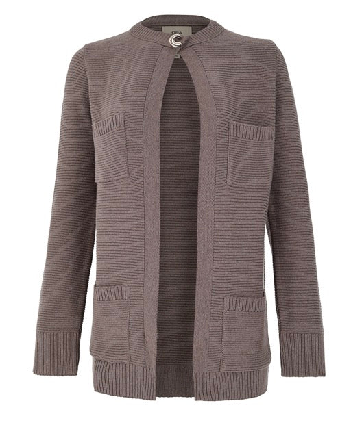 BROWN ONE BUTTON CARDIGAN