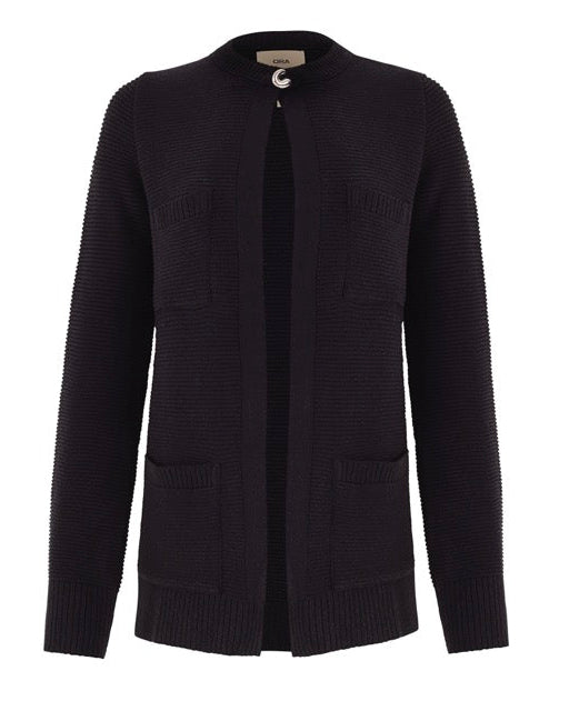 BLACK ONE BUTTON CARDIGAN
