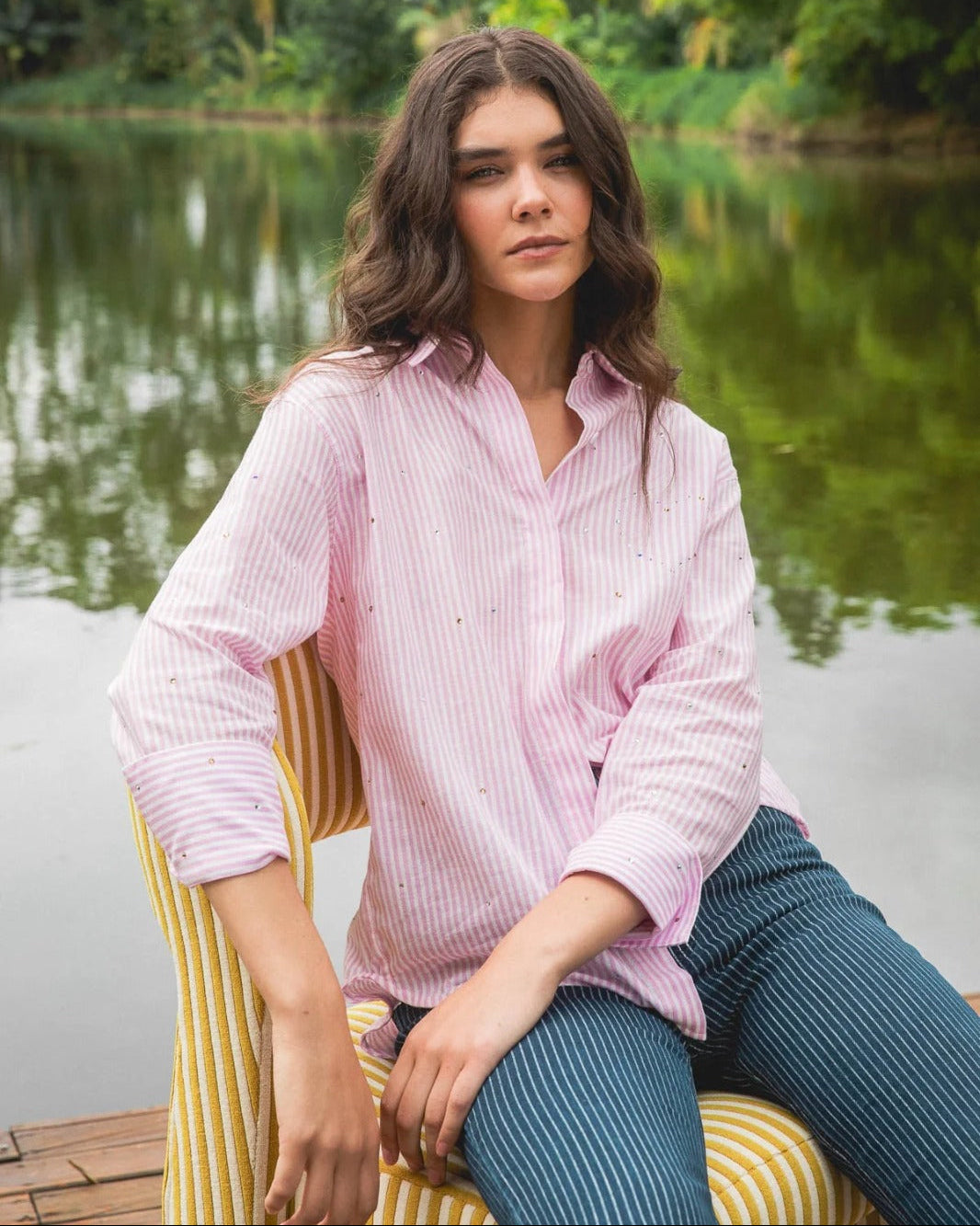 CAMISA SHINY HEART HOT PINK