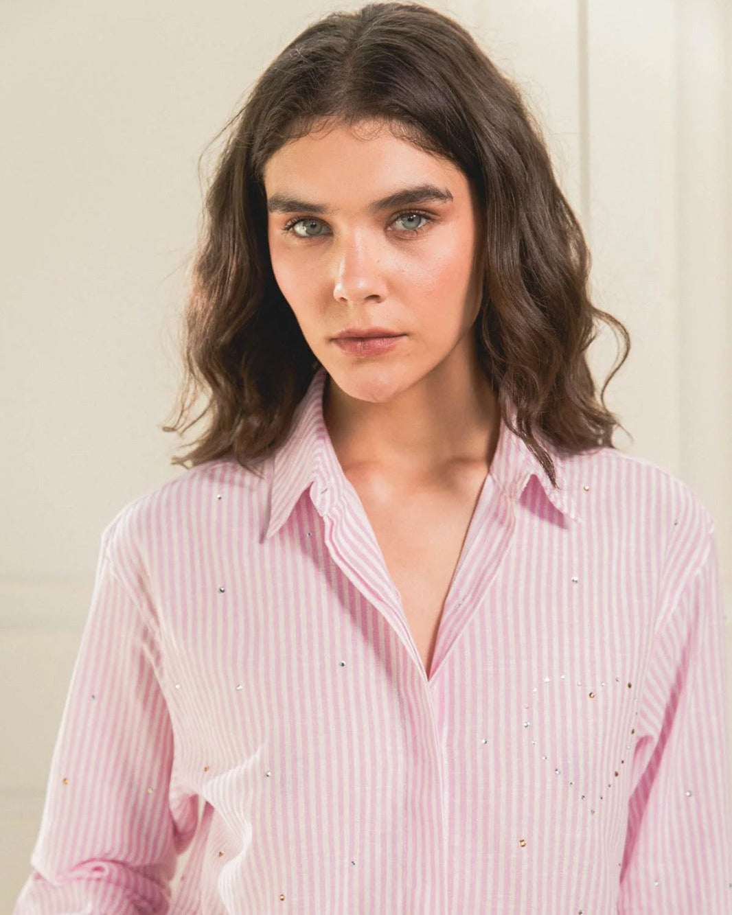 CAMISA SHINY HEART HOT PINK