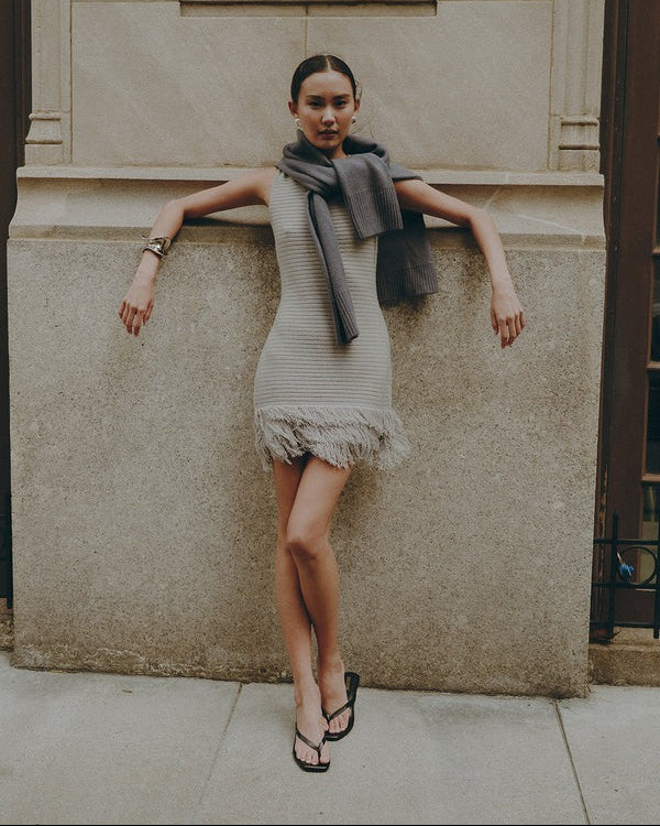 GREY KNIT MINI DRESS