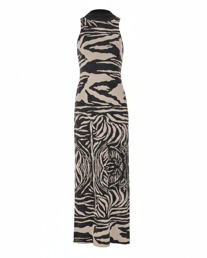 GREY DRESS ANIMAL PRINT