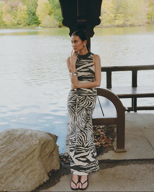 GREY DRESS ANIMAL PRINT