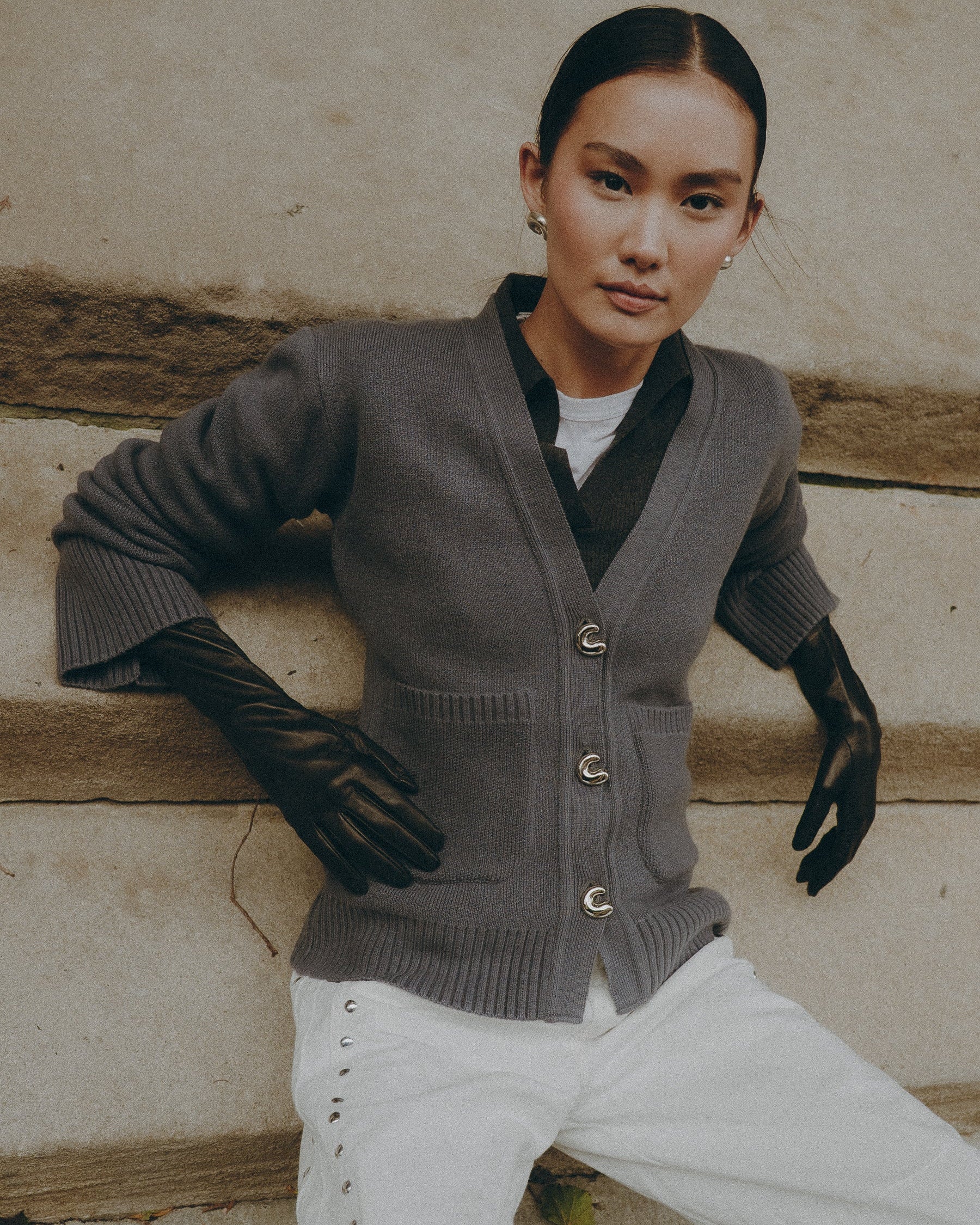GREY KNIT CARDIGAN